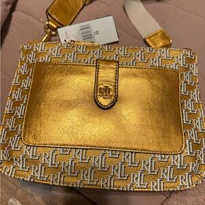 Polo by Ralph Lauren Gold and White Crossbody Bag